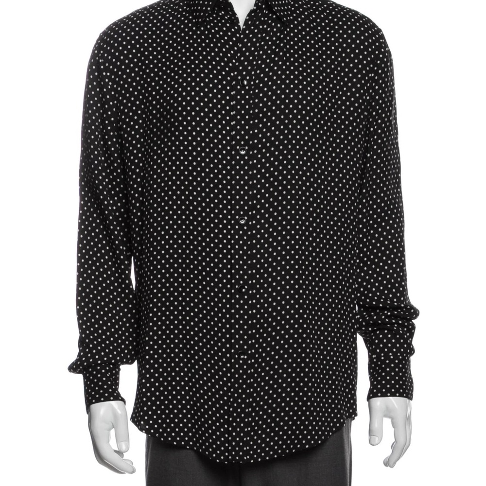 Celine Black and White Polka Dot Shirt